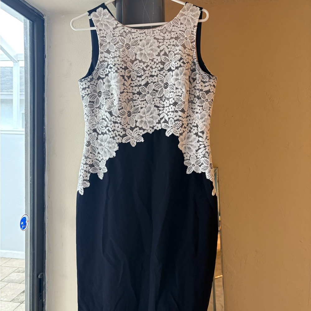 Ralph Lauren Blue Label Black and White Floral Midi Dress